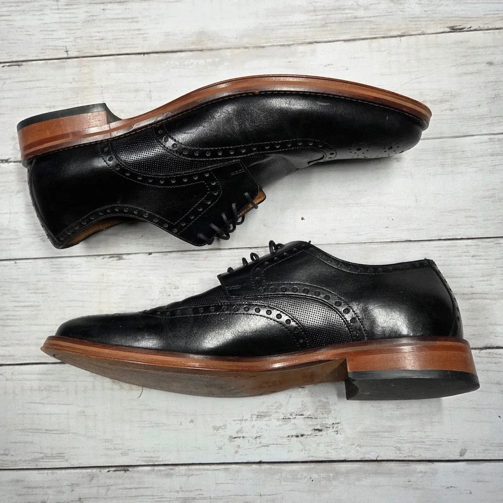 J. Murphy Johnston & Murphy Wingtip Oxford Shoes Men 9.5M Black Leather 59-1045